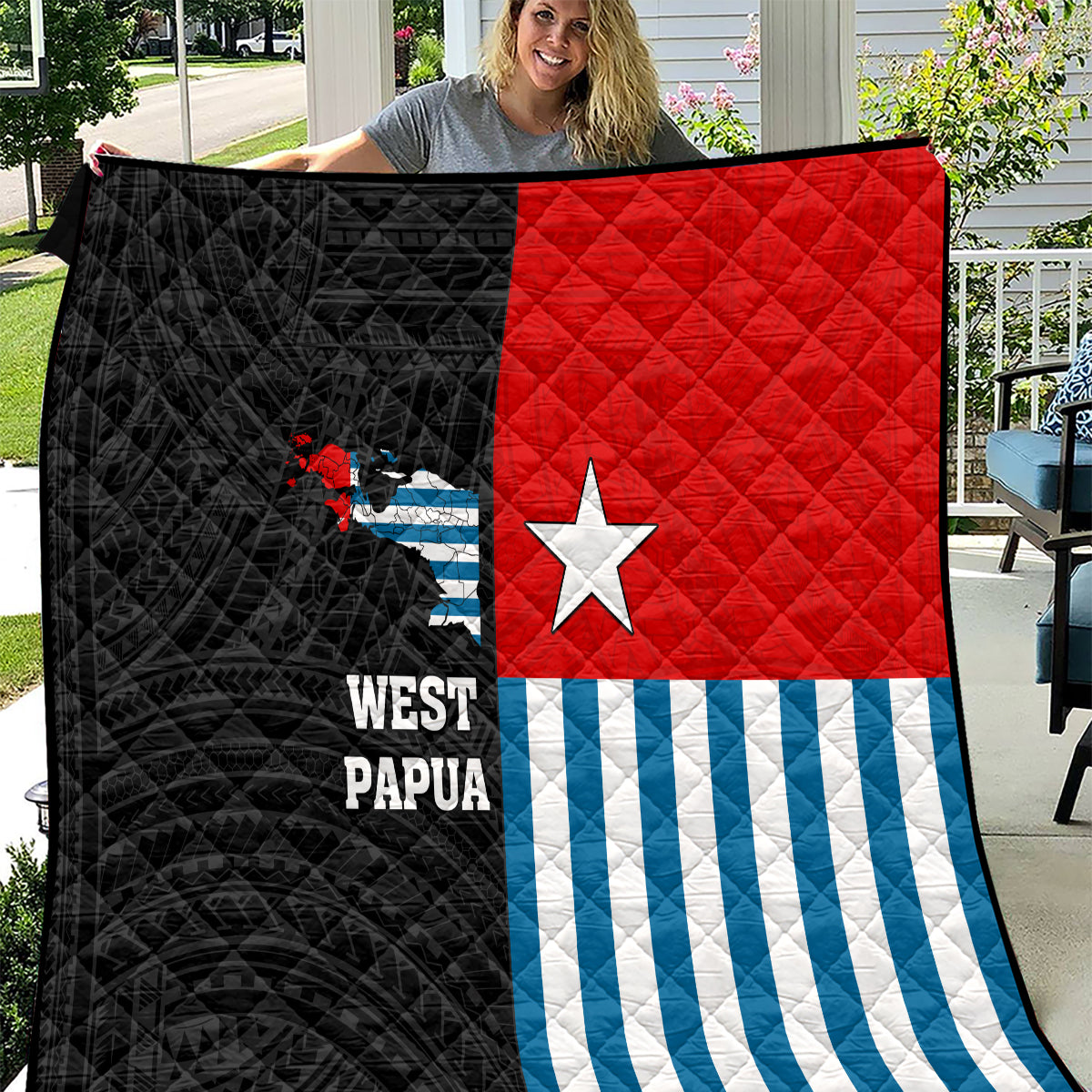 Personalised West Papua Quilt Polynesian Pattern With Coat Of Arms