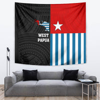 West Papua Tapestry Polynesian Pattern With Coat Of Arms LT05 Blue - Polynesian Pride