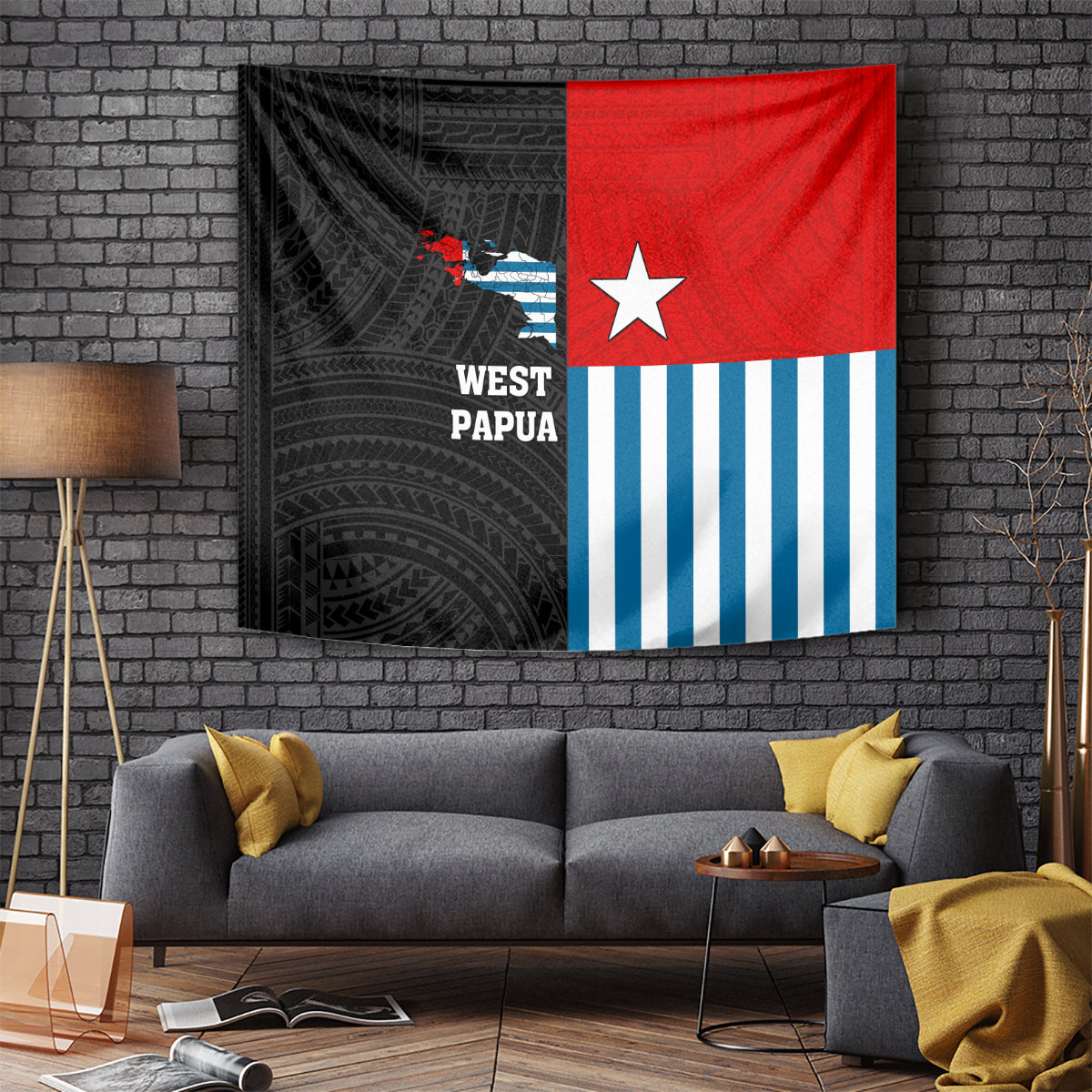 West Papua Tapestry Polynesian Pattern With Coat Of Arms LT05 - Polynesian Pride