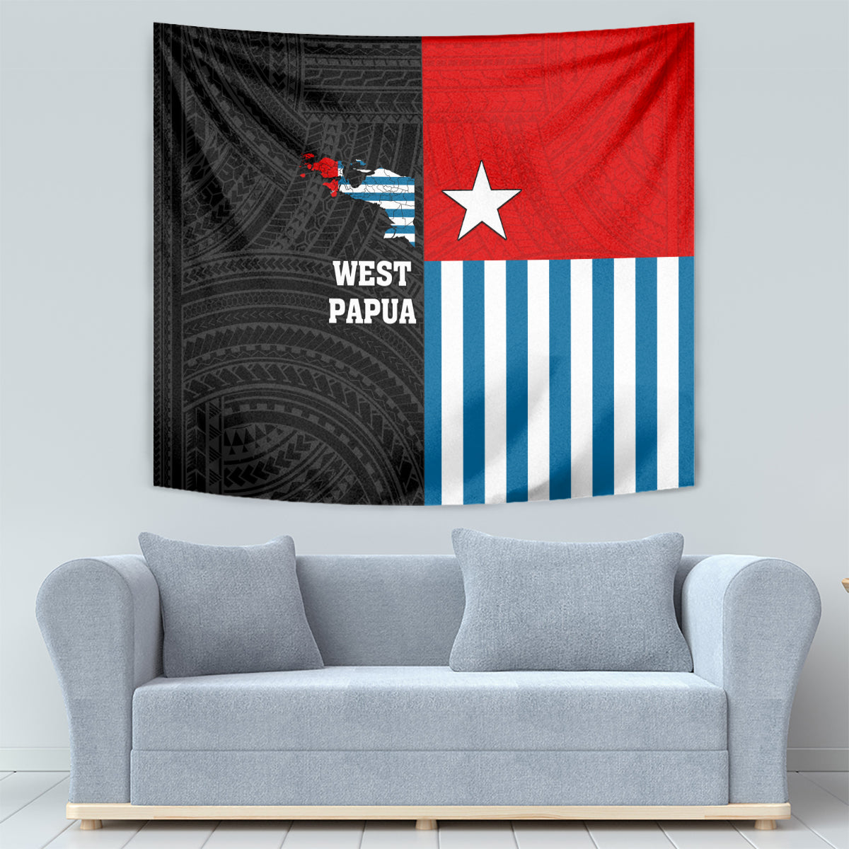 West Papua Tapestry Polynesian Pattern With Coat Of Arms LT05 - Polynesian Pride