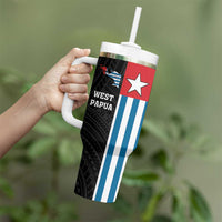 Personalised West Papua Tumbler With Handle Polynesian Pattern With Coat Of Arms LT05 - Polynesian Pride