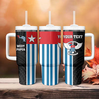 Personalised West Papua Tumbler With Handle Polynesian Pattern With Coat Of Arms LT05 - Polynesian Pride