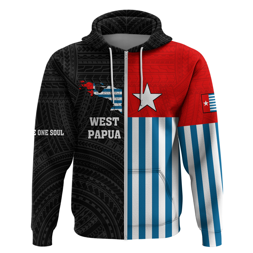 Personalised West Papua Zip Hoodie Polynesian Pattern With Coat Of Arms LT05 Zip Hoodie Blue - Polynesian Pride