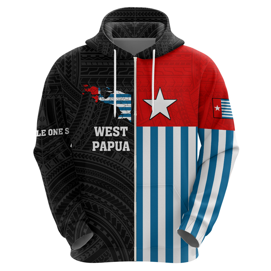 Personalised West Papua Zip Hoodie Polynesian Pattern With Coat Of Arms LT05 - Polynesian Pride