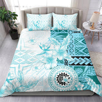 Samoa Siapo Pattern With Teal Hibiscus Bedding Set LT05 - Polynesian Pride