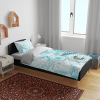 Samoa Siapo Pattern With Teal Hibiscus Bedding Set LT05 - Polynesian Pride