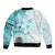 Samoa Siapo Pattern With Teal Hibiscus Bomber Jacket LT05 - Polynesian Pride