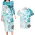 Samoa Siapo Pattern With Teal Hibiscus Couples Matching Long Sleeve Bodycon Dress and Hawaiian Shirt LT05 Teal - Polynesian Pride