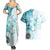 Samoa Siapo Pattern With Teal Hibiscus Couples Matching Summer Maxi Dress and Hawaiian Shirt LT05 - Polynesian Pride