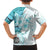 Samoa Siapo Pattern With Teal Hibiscus Family Matching Long Sleeve Bodycon Dress and Hawaiian Shirt LT05 - Polynesian Pride