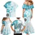 Samoa Siapo Pattern With Teal Hibiscus Family Matching Mermaid Dress and Hawaiian Shirt LT05 - Polynesian Pride