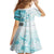 Samoa Siapo Pattern With Teal Hibiscus Family Matching Off Shoulder Short Dress and Hawaiian Shirt LT05 - Polynesian Pride