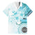 Samoa Siapo Pattern With Teal Hibiscus Family Matching Off Shoulder Short Dress and Hawaiian Shirt LT05 Dad's Shirt - Short Sleeve Teal - Polynesian Pride