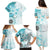 Samoa Siapo Pattern With Teal Hibiscus Family Matching Puletasi and Hawaiian Shirt LT05 - Polynesian Pride