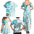 Samoa Siapo Pattern With Teal Hibiscus Family Matching Summer Maxi Dress and Hawaiian Shirt LT05 - Polynesian Pride