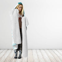 Samoa Siapo Pattern With Teal Hibiscus Hooded Blanket LT05 - Polynesian Pride