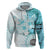 Samoa Siapo Pattern With Teal Hibiscus Hoodie LT05 Pullover Hoodie Teal - Polynesian Pride