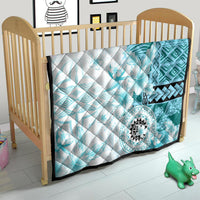 Samoa Siapo Pattern With Teal Hibiscus Quilt LT05 - Polynesian Pride