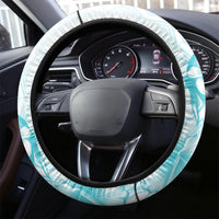 Samoa Siapo Pattern With Teal Hibiscus Steering Wheel Cover LT05 - Polynesian Pride