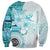 Samoa Siapo Pattern With Teal Hibiscus Sweatshirt LT05 - Polynesian Pride