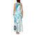 Samoa Siapo Pattern With Teal Hibiscus Tank Maxi Dress LT05 - Polynesian Pride