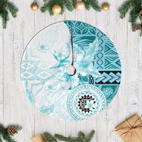 Samoa Siapo Pattern With Teal Hibiscus Tree Skirt LT05 Casual Teal - Polynesian Pride