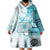 Samoa Siapo Pattern With Teal Hibiscus Wearable Blanket Hoodie LT05 - Polynesian Pride