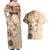 Samoa Siapo Pattern With Beige Hibiscus Couples Matching Off Shoulder Maxi Dress and Hawaiian Shirt LT05 - Polynesian Pride