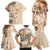 Samoa Siapo Pattern With Beige Hibiscus Family Matching Mermaid Dress and Hawaiian Shirt LT05 - Polynesian Pride