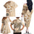 Samoa Siapo Pattern With Beige Hibiscus Family Matching Off Shoulder Long Sleeve Dress and Hawaiian Shirt LT05 - Polynesian Pride