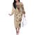 Samoa Siapo Pattern With Beige Hibiscus Family Matching Off Shoulder Long Sleeve Dress and Hawaiian Shirt LT05 Mom's Dress Beige - Polynesian Pride