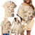 Samoa Siapo Pattern With Beige Hibiscus Family Matching Off Shoulder Short Dress and Hawaiian Shirt LT05 - Polynesian Pride