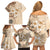 Samoa Siapo Pattern With Beige Hibiscus Family Matching Off Shoulder Short Dress and Hawaiian Shirt LT05 - Polynesian Pride