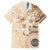 Samoa Siapo Pattern With Beige Hibiscus Family Matching Off Shoulder Short Dress and Hawaiian Shirt LT05 Dad's Shirt - Short Sleeve Beige - Polynesian Pride