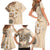 Samoa Siapo Pattern With Beige Hibiscus Family Matching Short Sleeve Bodycon Dress and Hawaiian Shirt LT05 - Polynesian Pride