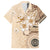 Samoa Siapo Pattern With Beige Hibiscus Family Matching Short Sleeve Bodycon Dress and Hawaiian Shirt LT05 Dad's Shirt - Short Sleeve Beige - Polynesian Pride