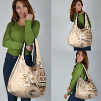 Samoa Siapo Pattern With Beige Hibiscus Grocery Bag LT05 - Polynesian Pride