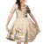 Samoa Siapo Pattern With Beige Hibiscus Kid Short Sleeve Dress LT05 KID Beige - Polynesian Pride