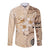 Samoa Siapo Pattern With Beige Hibiscus Long Sleeve Button Shirt LT05 Unisex Beige - Polynesian Pride