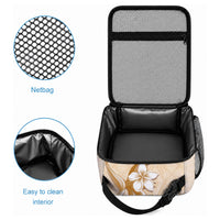 Samoa Siapo Pattern With Beige Hibiscus Lunch Bag