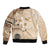 Samoa Siapo Pattern With Beige Hibiscus Sleeve Zip Bomber Jacket LT05 - Polynesian Pride