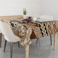 Samoa Siapo Pattern With Beige Hibiscus Tablecloth LT05 - Polynesian Pride