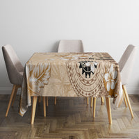 Samoa Siapo Pattern With Beige Hibiscus Tablecloth LT05 - Polynesian Pride