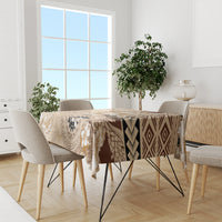 Samoa Siapo Pattern With Beige Hibiscus Tablecloth LT05 - Polynesian Pride