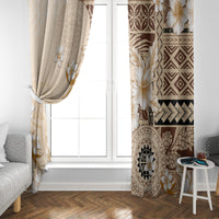 Samoa Siapo Pattern With Beige Hibiscus Window Curtain LT05 - Polynesian Pride