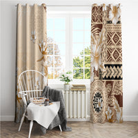 Samoa Siapo Pattern With Beige Hibiscus Window Curtain LT05 - Polynesian Pride