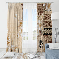 Samoa Siapo Pattern With Beige Hibiscus Window Curtain LT05 - Polynesian Pride