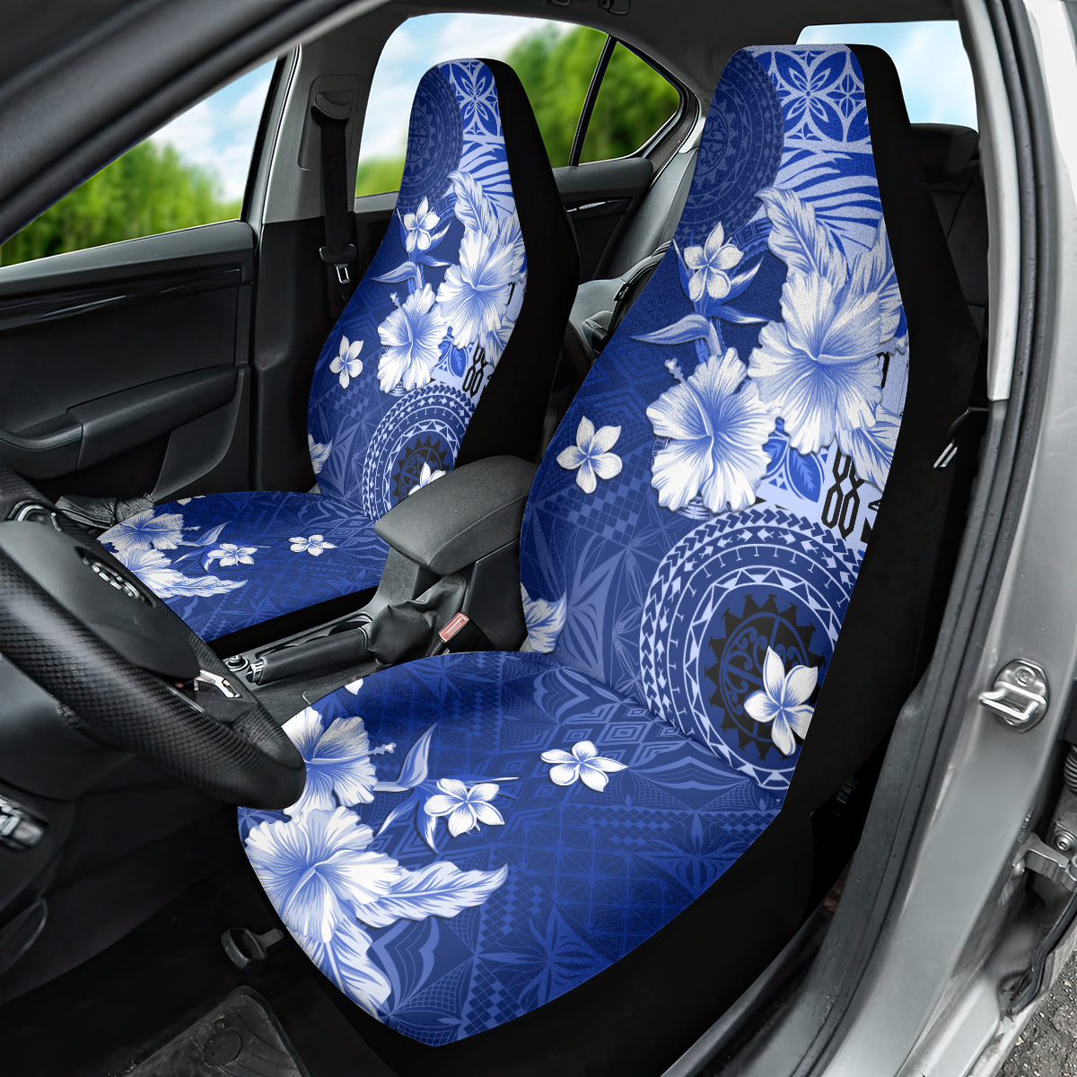 Samoa Siapo Pattern With Navy Hibiscus Car Seat Cover LT05 - Polynesian Pride