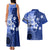 Samoa Siapo Pattern With Navy Hibiscus Couples Matching Tank Maxi Dress and Hawaiian Shirt LT05 - Polynesian Pride