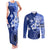 Samoa Siapo Pattern With Navy Hibiscus Couples Matching Tank Maxi Dress and Long Sleeve Button Shirt LT05 Navy - Polynesian Pride